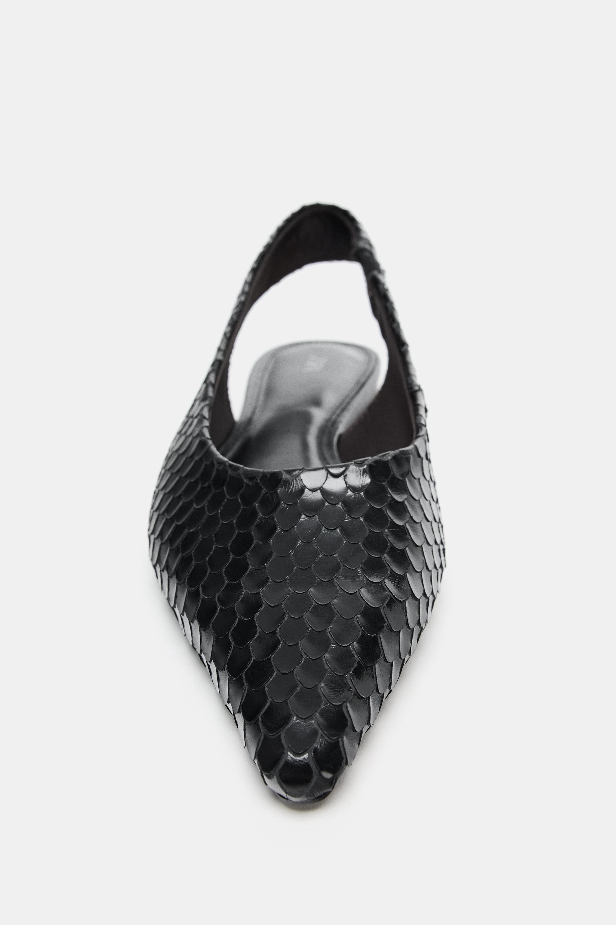 POINTED LEATHER SLINGBACK BALLET FLATS